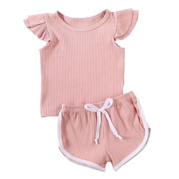 Meisjes T-shirt en short L1118 roze 4