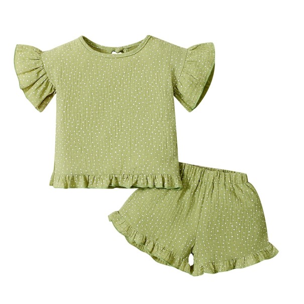 Meisjes T-shirt en short L1273 groen 18-24 maanden