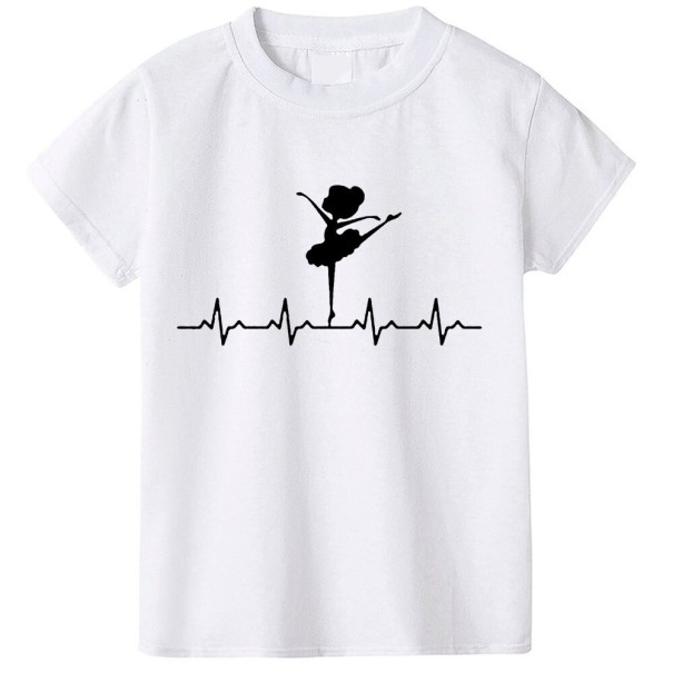 Meisjes T-shirt met ballerina wit 5 C