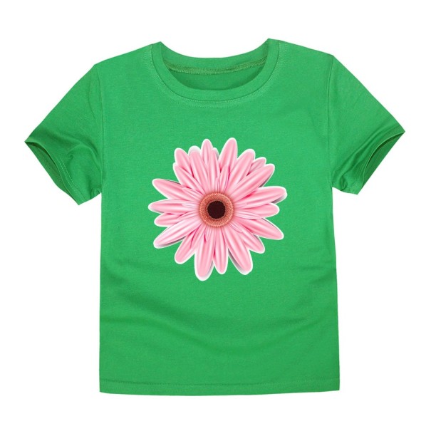 Meisjes T-shirt met bloemenprint J3489 donkergroen 10