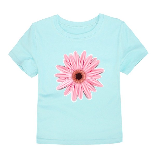 Meisjes T-shirt met bloemenprint J3489 lichtblauw 14