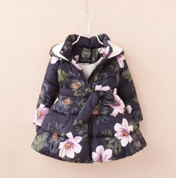 Meisjes winterjas met bloemen 5
