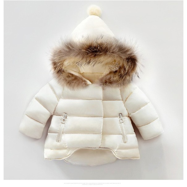 Meisjes winterjas met capuchon J1907 wit 2