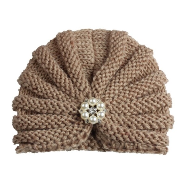 Meisjes wintermuts met parels kaki