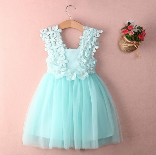 Meisjes zomerjurk met bloemen J1892 turquoise 5