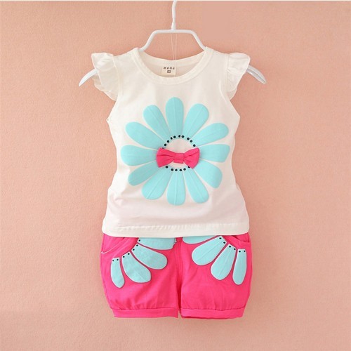 Meisjes zomerset met print - top en short