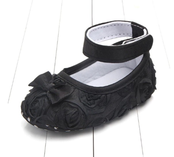 Meisjesballerina&#39;s met riem zwart 6-12 maanden
