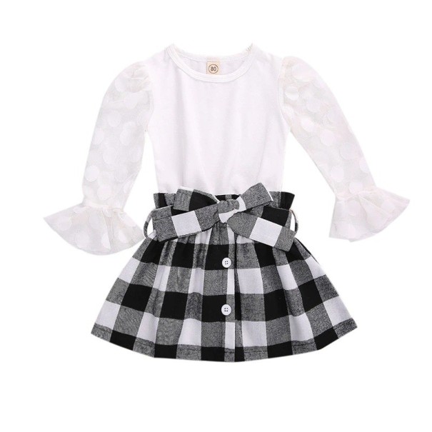 Meisjesblouse en rok L1210 wit 4