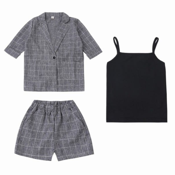 Meisjesjas, tanktop en short grijs 11