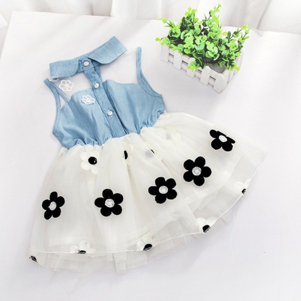 Meisjesjurk met bloemen J1281 wit 6-9 maanden