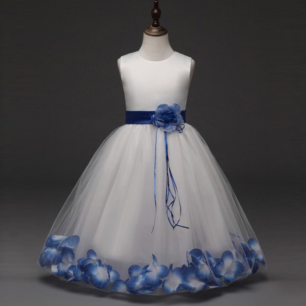 Meisjesjurk met bloemen J2896 blauw 7