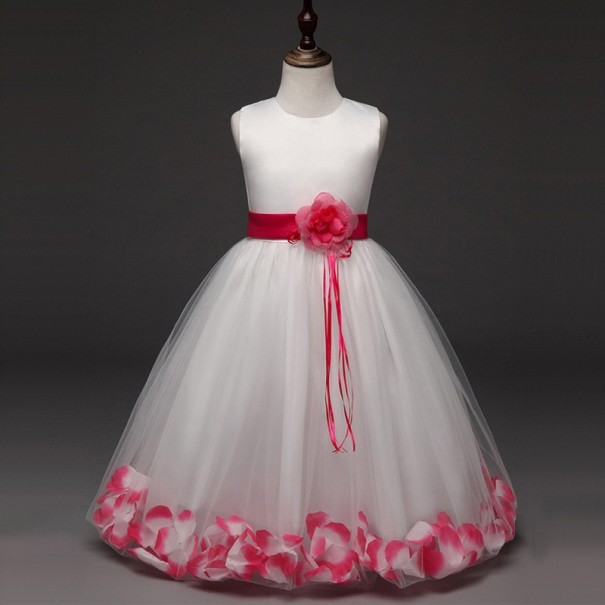 Meisjesjurk met bloemen J2896 donkerroze 10