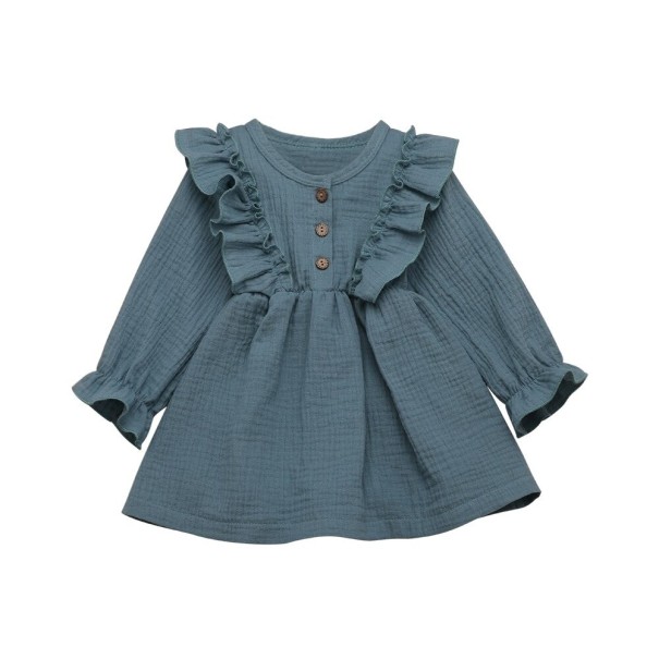 Meisjesjurk met lange mouwen N94 turquoise 5