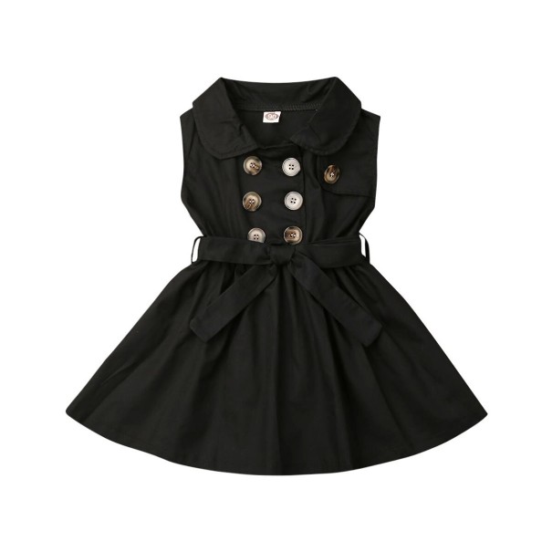 Meisjesjurk met riem zwart 6