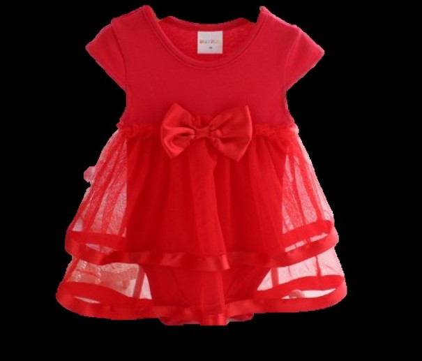Meisjesjurk met strik J1901 rood 3-6 maanden