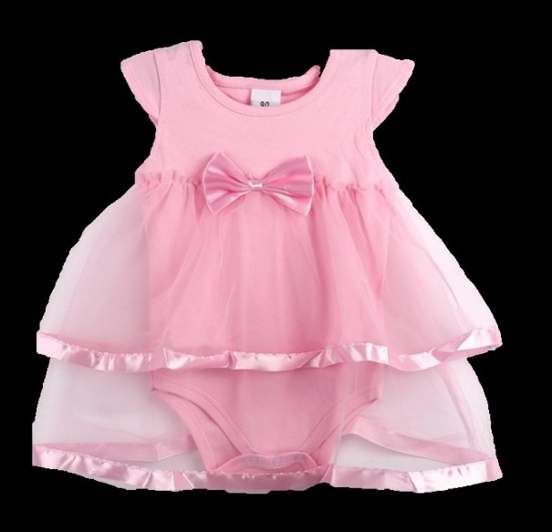 Meisjesjurk met strik J1901 roze 12-18 maanden