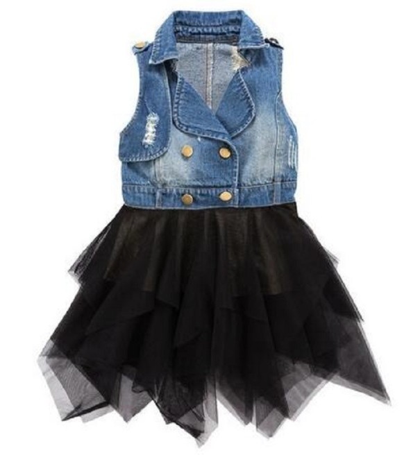 Meisjesjurk met tule rok N93 zwart 6