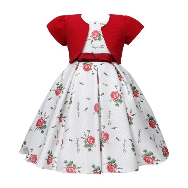 Meisjesjurk N403 rood 7