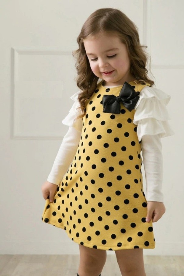 Meisjesjurk N566 geel 6