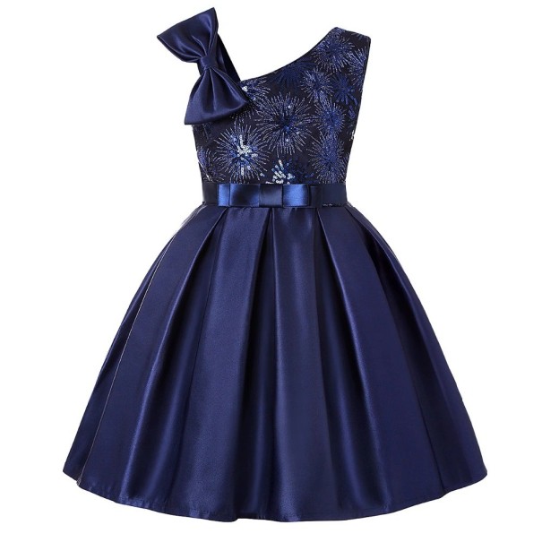 Meisjesjurk N603 donkerblauw 8