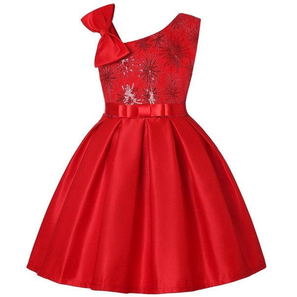 Meisjesjurk N603 rood 4