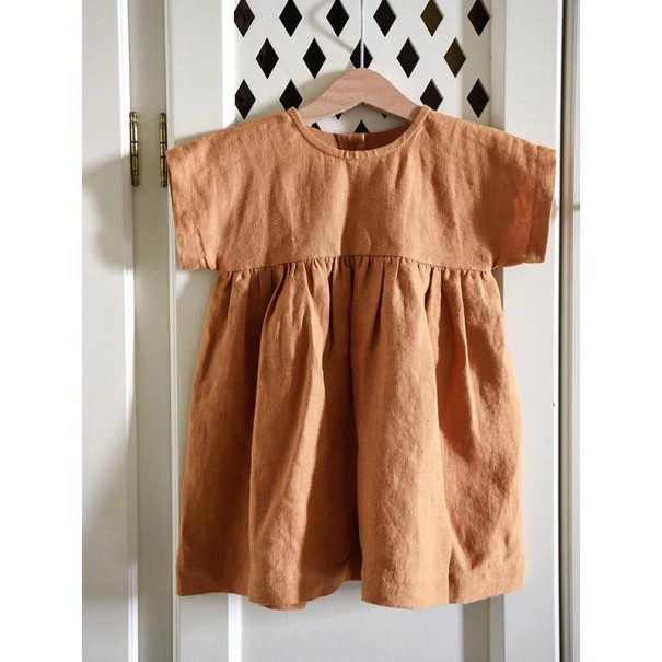 Meisjesjurk N606 oker 3