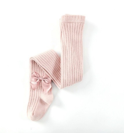 Meisjeskousen met strik roze 2-4 jaar