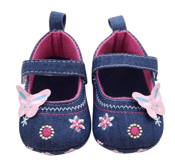 Meisjespantoffels met strikjes blauw 12-18 maanden