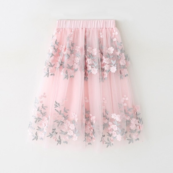 Meisjesrok met bloemen L1081 roze 10