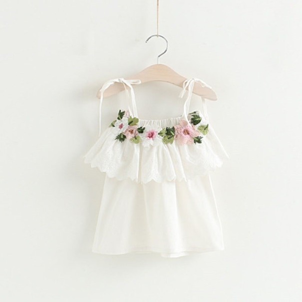 Meisjesset - Tanktop en short met bloemenmotief - Wit