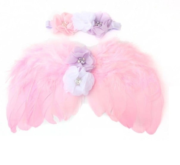 Meisjesset voor fotoshoot engelenvleugels en haarband 3