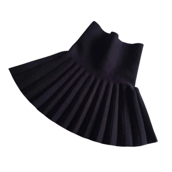 Meisjesskirt Effen Geplooid Hoge Taille Boven de Knie Acryl Katoen Elegante School- en Vrijetijdsshort zwart 12