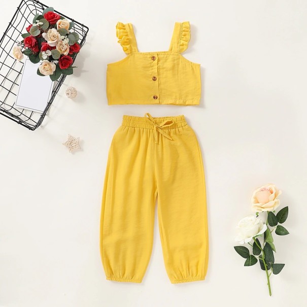 Meisjestop en broek L1220 geel 6
