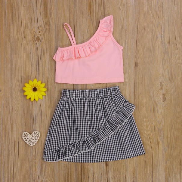 Meisjestop en rok L1240 roze 5