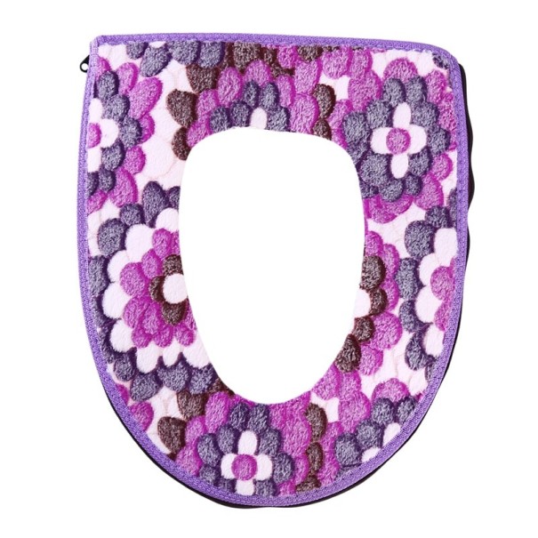 Měkký potah na záchodové prkénko s květinami fialová
