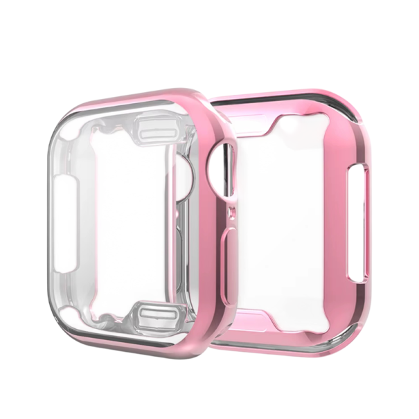 Měkký skořepinový kryt 44 mm pro Apple Watch Series 4, 5, 6 a SE Ochranný kryt na obrazovku TPU ochrana obrazovky pro chytré hodinky růžová
