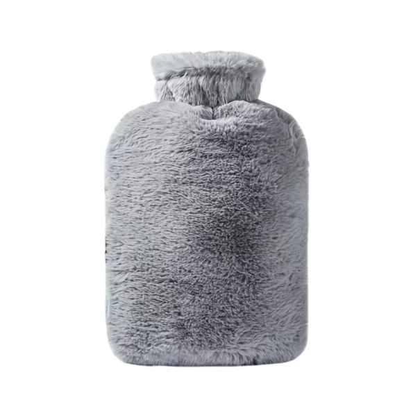 Melegítő plüss termosz 2 l 2000 ml Nagy kapacitású hasmelegítő Puha borítás Forró víz Fájdalomcsillapítás görcsök és hideg ellen szürke