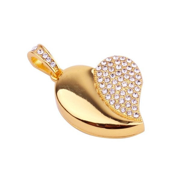 Memoria USB con forma de corazón de metal dorado 64GB