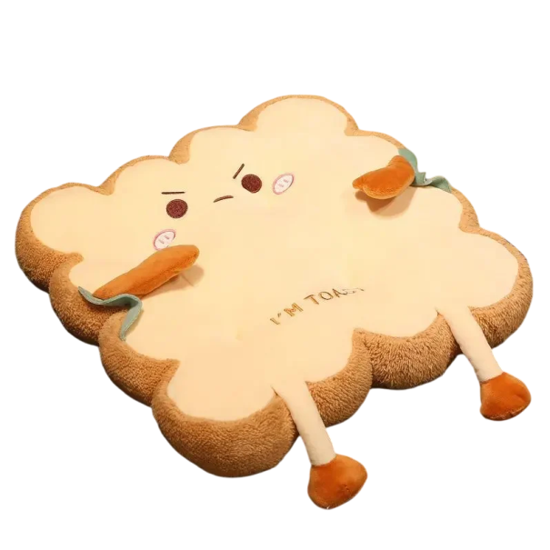 Memory Foam Seat Cushion 40 x 40 x 10 cm Toast Cushion with Happy Face Design Ergonomic Seat for Chair and Sofa 1