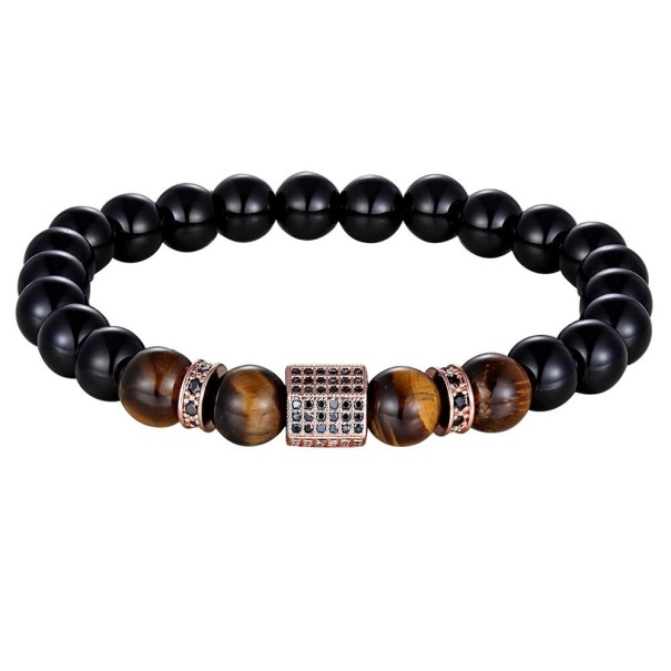 Men's Beaded Bracelet H293 old rose