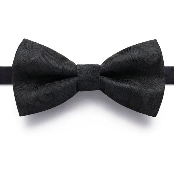 Men's Black Bow Tie with Pattern Elegant Formal Accessory Adjustable Size For Weddings Balls Parties Quality Material Stylish Patterned Design 1