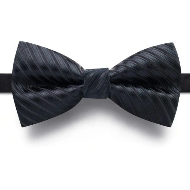 Men's Black Striped Bow Tie Elegant Formal Accessory Classic Style Adjustable Size Luxury Design for Suit, Tuxedo and Formal Events 1