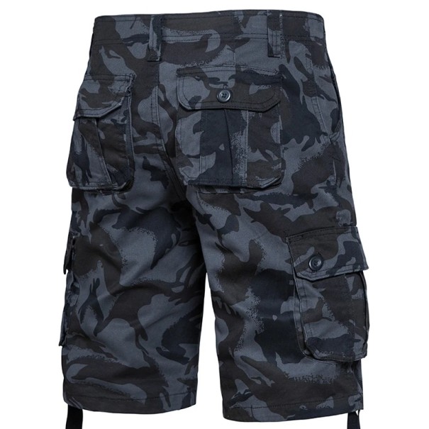 Men's Camouflage Outdoor Cotton Shorts Breathable Knee-Length Shorts with Side Pocket Comfortable Summer Shorts for Hiking and Leisure black 36