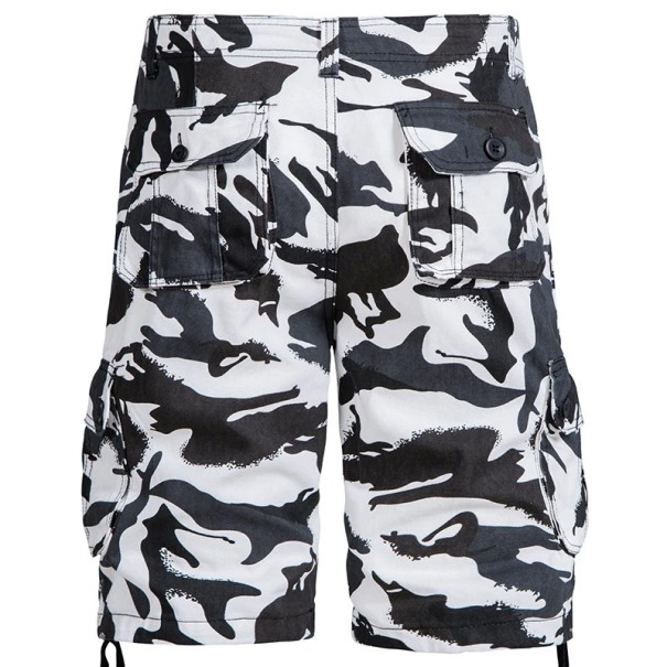 Men's Camouflage Outdoor Cotton Shorts Breathable Knee-Length Shorts with Side Pocket Comfortable Summer Shorts for Hiking and Leisure white 34