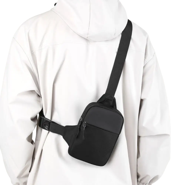 Men's Canvas Chest Bag 13x4x18 cm Mini Crossbody Bag for Phone Small Sports Handbag with Adjustable Strap 1