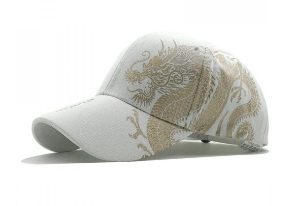 Men's Cap with Dragon white