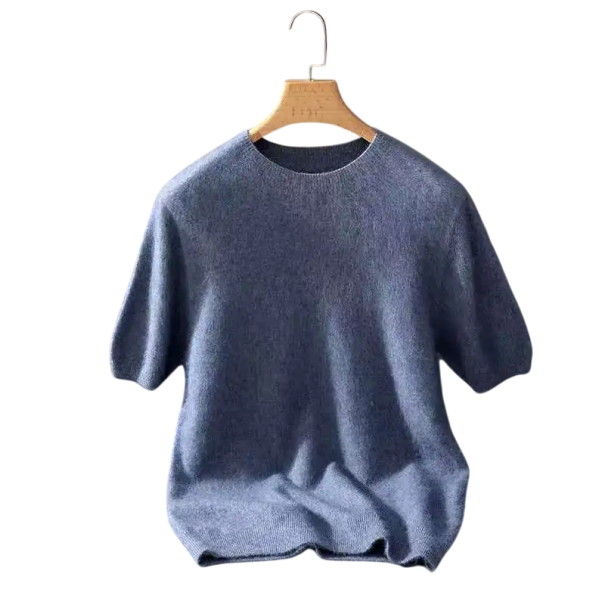 Men's Cashmere Short Sleeve Sweater with O-Neck Plush Solid Colour Sweater Elegant Summer Fashion Clothing Various Colours dark grey XXS