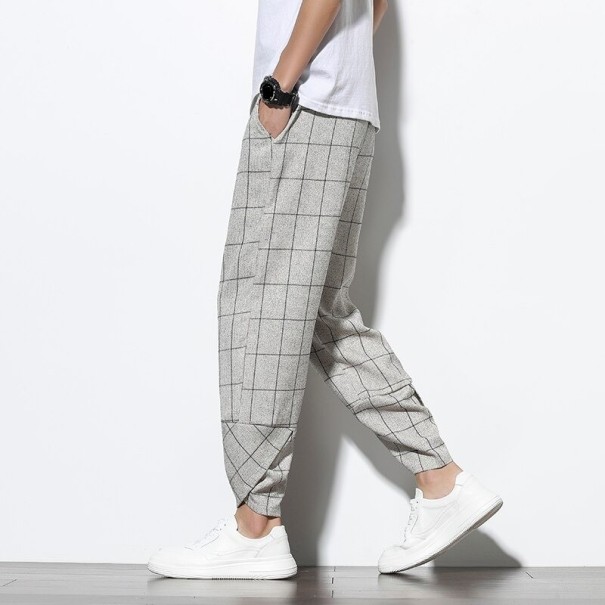 Men's Checked Trousers F1483 beige L