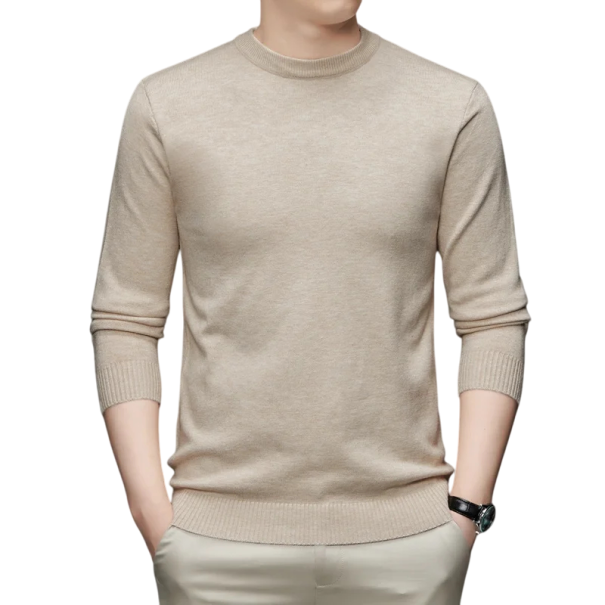 Men's Classic Knitted Sweater with Long Sleeves Plain Soft Lightweight Casual Sweater Polyester Crew Neck Various Colours beige XS
