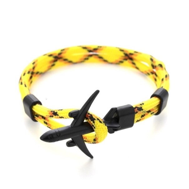Men's Cord Bracelet with Airplane 16